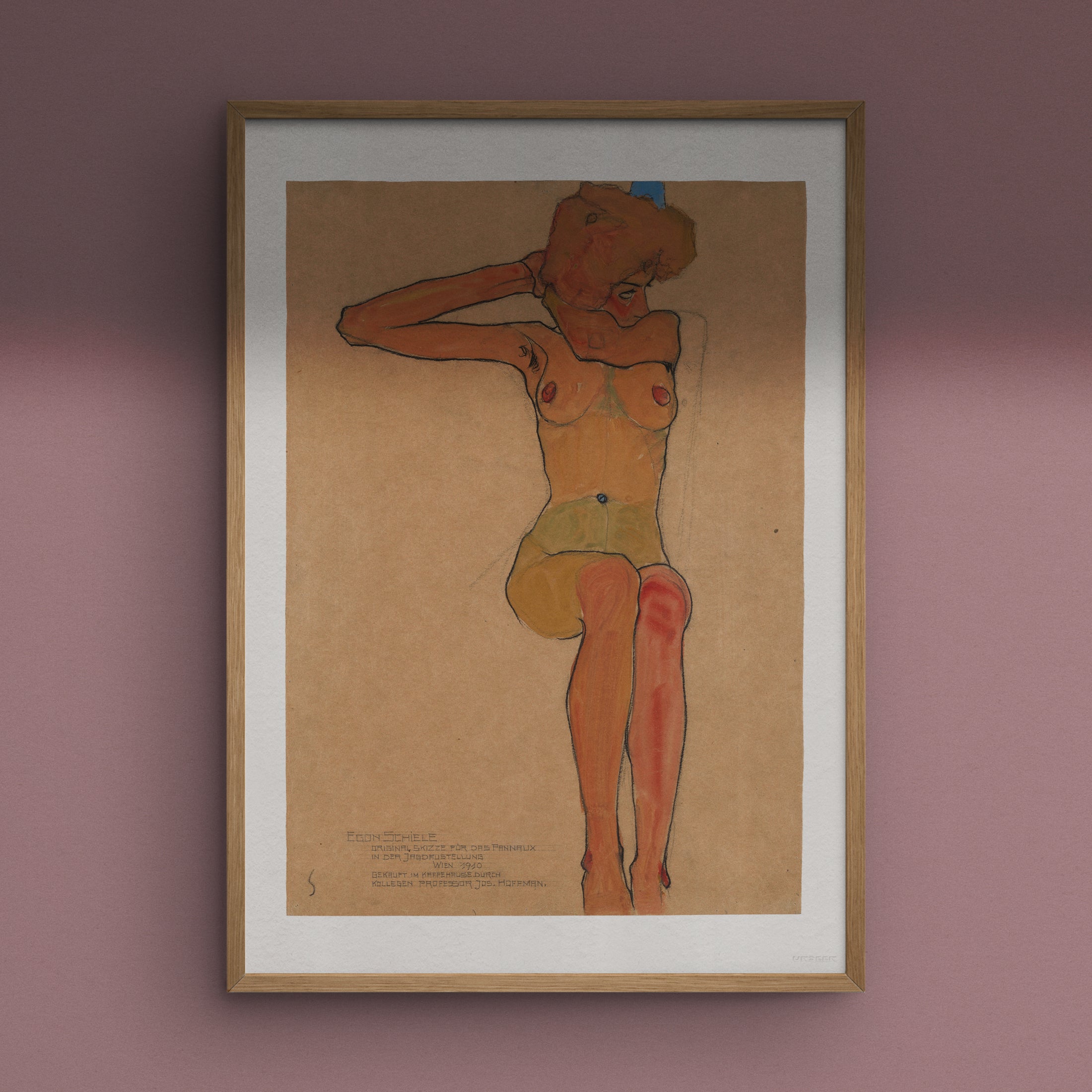 Seated Female Nude with Raised Arm (Gertrude Schiele) by Egon Schiele, 1910