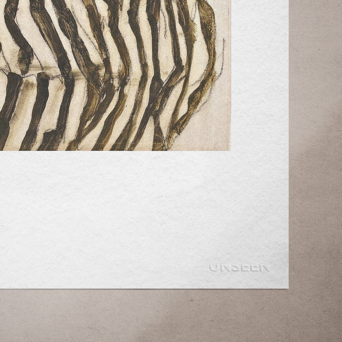 Edith with Striped Dress, Sitting by Egon Schiele, 1915