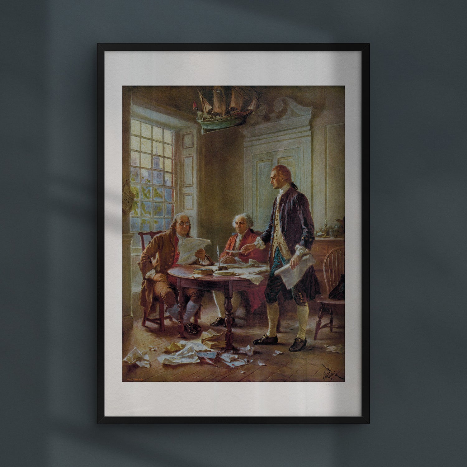 Writing the Declaration of Independence, 1776 by Jean Leon Gerome Ferris, 1932