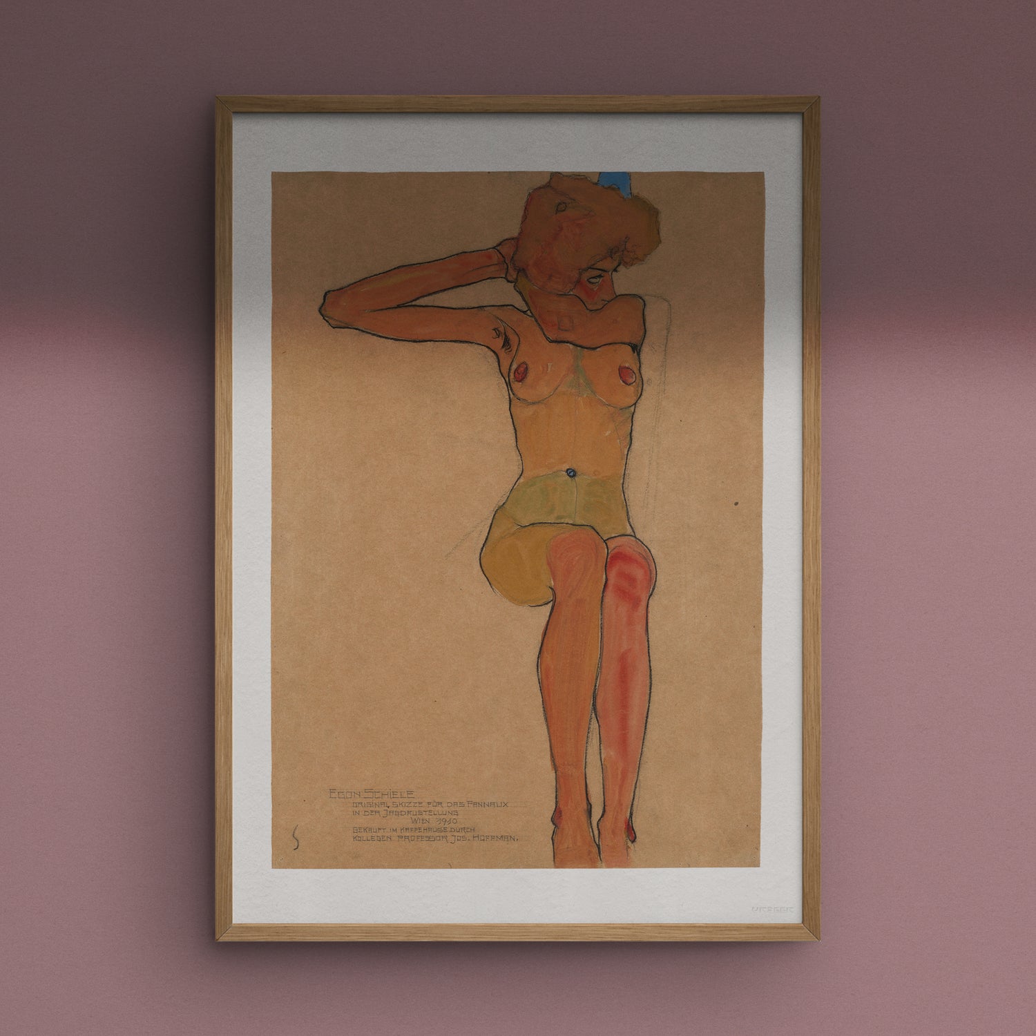 Seated Female Nude with Raised Arm (Gertrude Schiele) by Egon Schiele, 1910