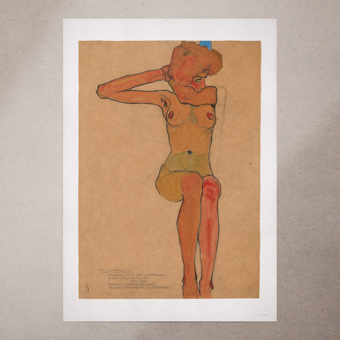 Seated Female Nude with Raised Arm (Gertrude Schiele) by Egon Schiele, 1910