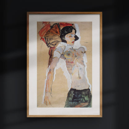 Reclining, Half-Clothed Girl (Liegendes, halbbekleidetes Mädchen) by Egon Schiele, 1911