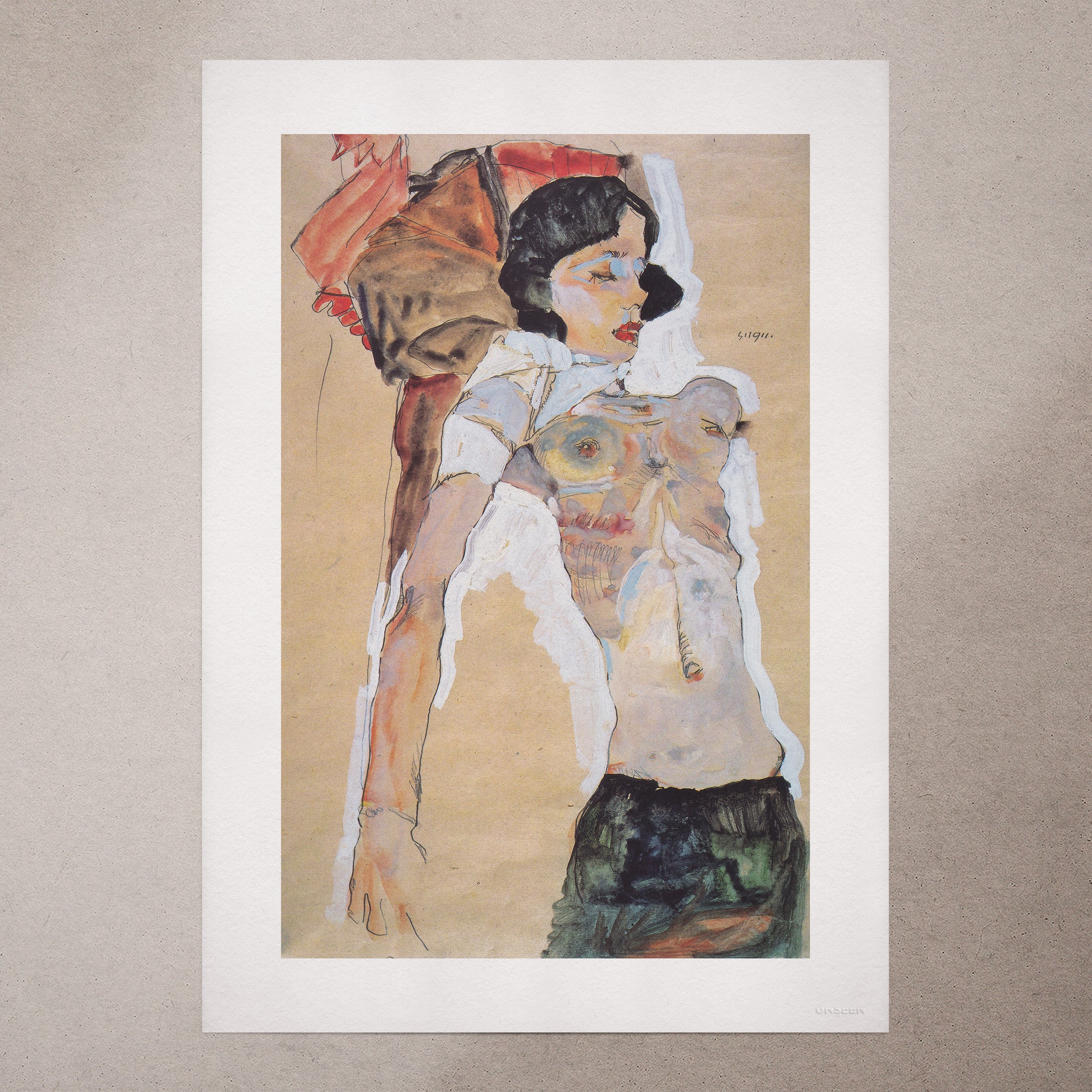 Reclining, Half-Clothed Girl (Liegendes, halbbekleidetes Mädchen) by Egon Schiele, 1911