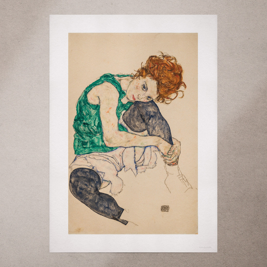 Seated Woman with Bent Knee (Adele Herms) by Egon Schiele, 1910