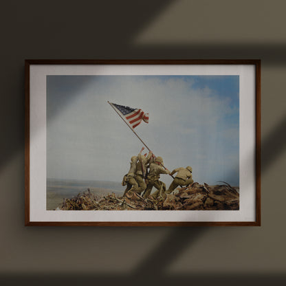Raising the Flag in Iwo Jima, 1945, Colorized