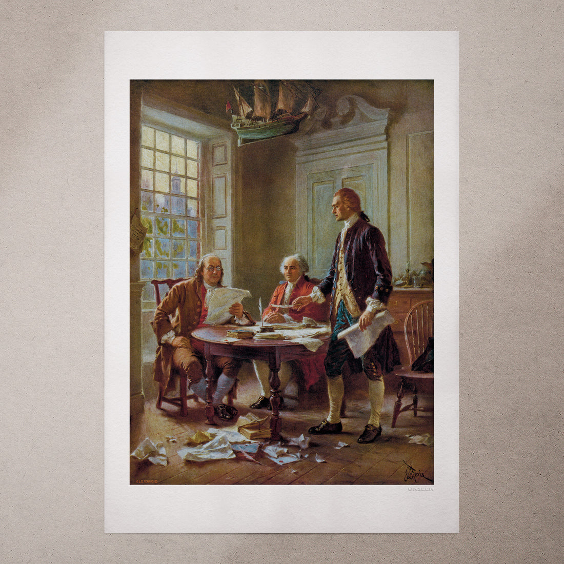 Writing the Declaration of Independence, 1776 by Jean Leon Gerome Ferris, 1932